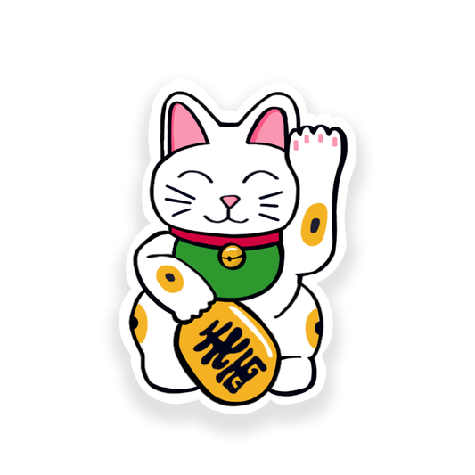 Sticker Maneki Neko Blanc