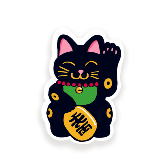 Sticker Maneki neko noir