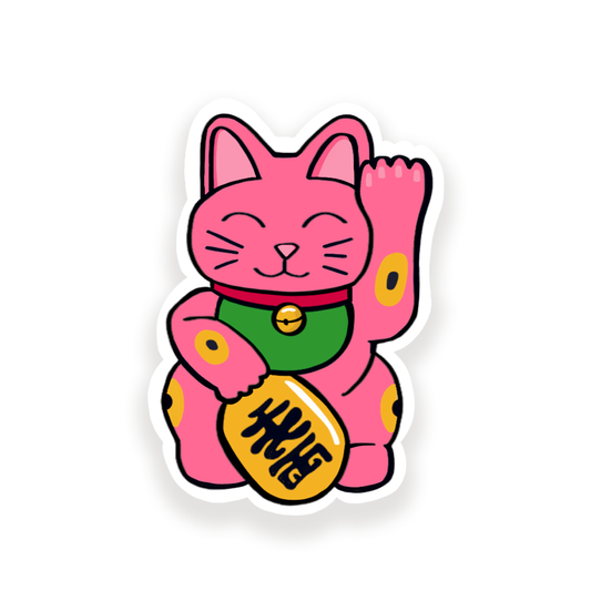 Sticker Maneki Neko Rose
