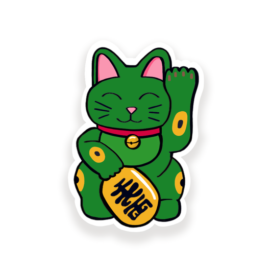 Sticker Maneki Neko Vert